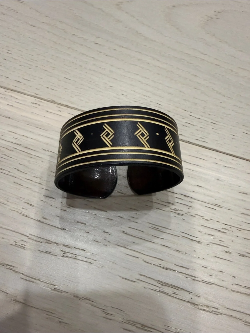Brown and Cream Cuff Bracelet - Stylish Open Bangle